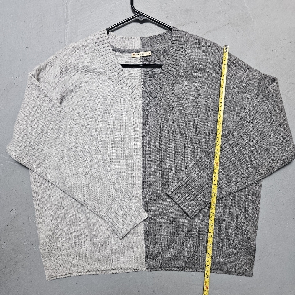 Marine LayerTwo-Tone Gray Women's Sz S Oversized Boxy Merino Wool Blend Sweater - Picture 9 of 14